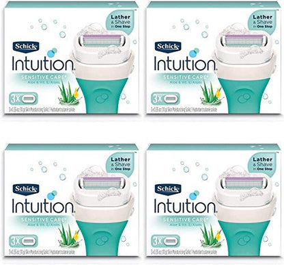 Schick Intuition Pure Nourishment Women's Razor Refills with Coconut Milk and Almond Oil - 12 Cartridges (4 Packs of 3) Avelisse