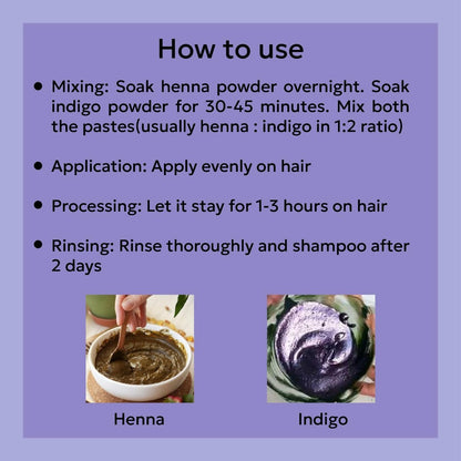 Yauvanya Pure Indigo Powder - 100% Natural, Chemical & Ammonia Free Hair Color (300g, 3 Pack)
