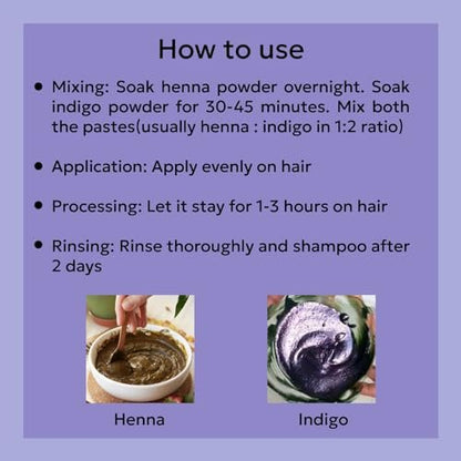 Yauvanya Pure Indigo Powder - 100% Natural, Chemical & Ammonia Free Hair Color (300g, 3 Pack)
