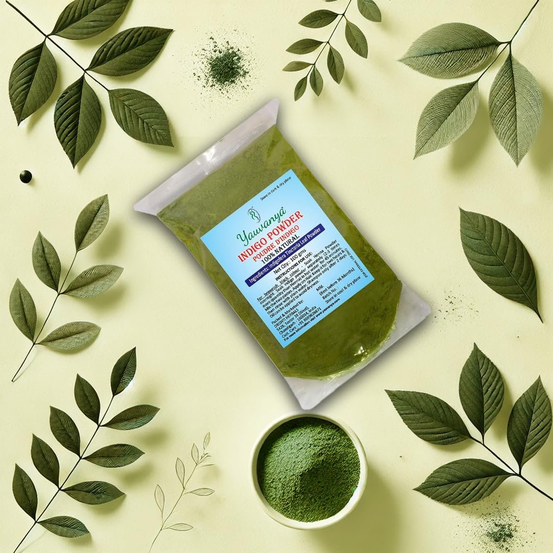 Yauvanya Pure Indigo Powder - 100% Natural, Chemical & Ammonia Free Hair Color (300g, 3 Pack) - görsel 5