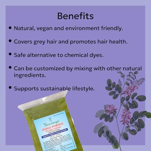 Yauvanya Pure Indigo Powder - 100% Natural, Chemical & Ammonia Free Hair Color (300g, 3 Pack) - görsel 12
