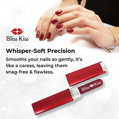 Bliss Kiss Simply Czech Crystal Glass Nail File with Case & Sleeve – Small Gentle Nail File for Natural Nails, Durable Manicure Tool, Perfect Travel Size, Emery Boards Alternative