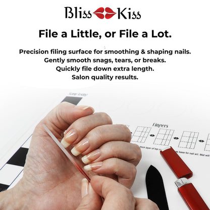 Bliss Kiss Simply Czech Crystal Glass Nail File with Case & Sleeve – Small Gentle Nail File for Natural Nails, Durable Manicure Tool, Perfect Travel Size, Emery Boards Alternative