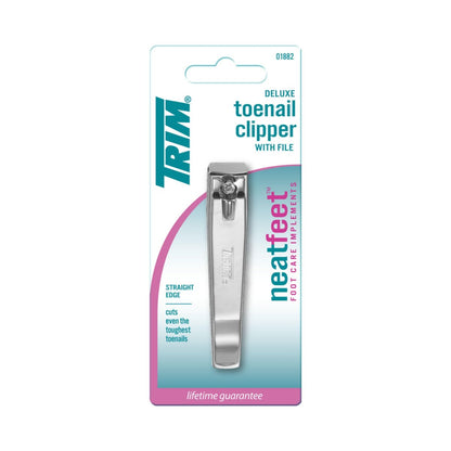Trim Neat Feet Deluxe Toenail Clipper with File – Stainless Steel, Straight Edge for Tough Nails & Ingrown Nail Care