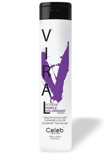 Celeb Luxury Viral Purple Colorwash - Color Depositing Shampoo with Bondfix Bond Rebuilder - Semi Permanent Hair Colour Glaze - Vegan Hair Dye for Bold Purple Color Maintenance Avelisse