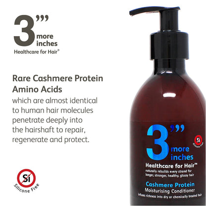 3 More Inches Cashmere Protein Moisturising Conditioner 250ml - Deep Conditioner for Dry, Frizzy, Damaged Hair - Sulfate Free Conditioner - Hair Care by Michael Van Clarke