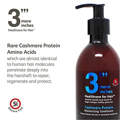 3 More Inches Cashmere Protein Moisturising Conditioner 250ml - Deep Conditioner for Dry, Frizzy, Damaged Hair - Sulfate Free Conditioner - Hair Care by Michael Van Clarke