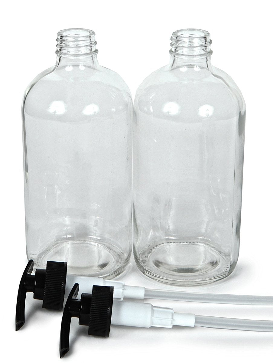 Vivaplex 2-Pack Large 16 oz Clear Glass Bottles with Black Lotion Pumps - Empty Pump Dispensers for Soap, Lotion, and More - görsel 9
