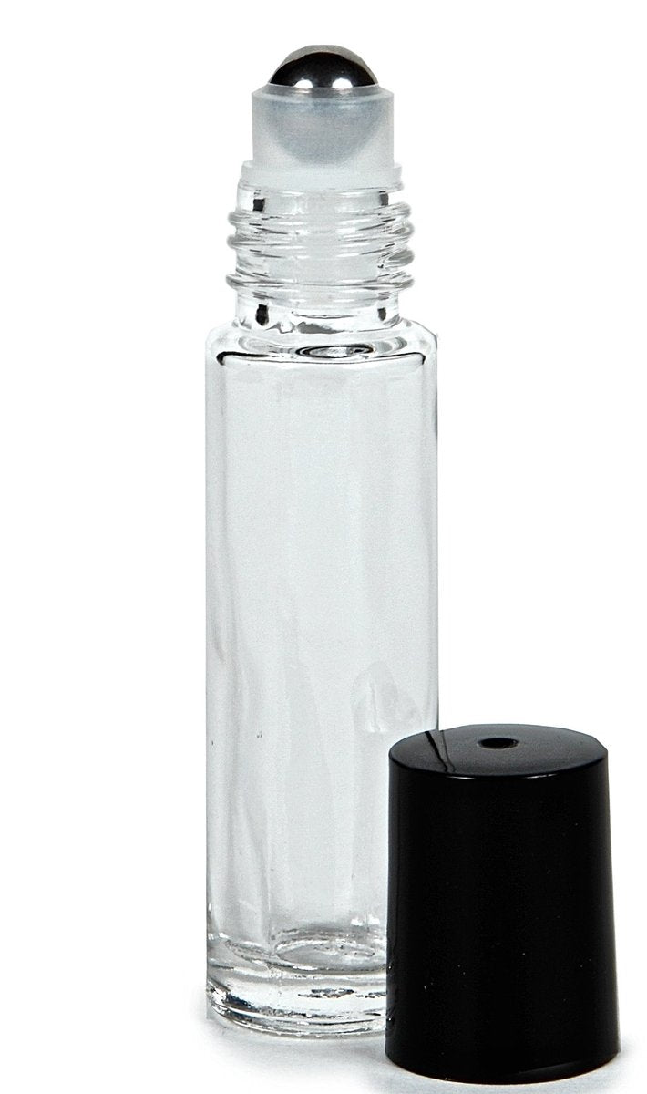 Vivaplex 24 Clear 10 ml Glass Roll-on Bottles with Stainless Steel Roller Balls & 3 Droppers Avelisse