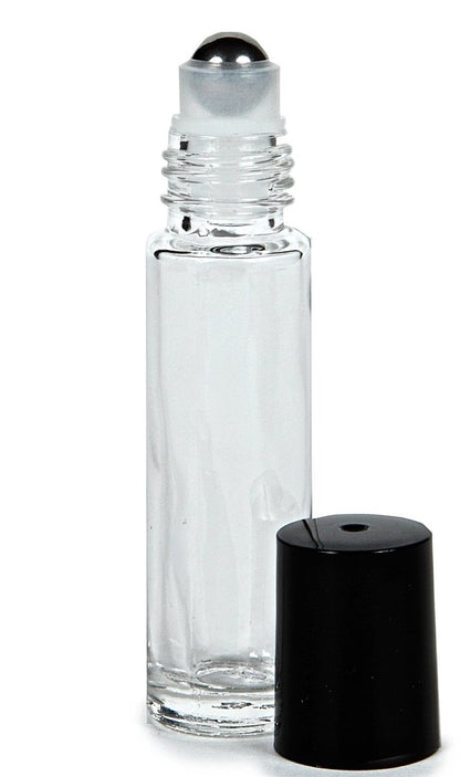 Vivaplex 24 Clear 10 ml Glass Roll-on Bottles with Stainless Steel Roller Balls & 3 Droppers Avelisse