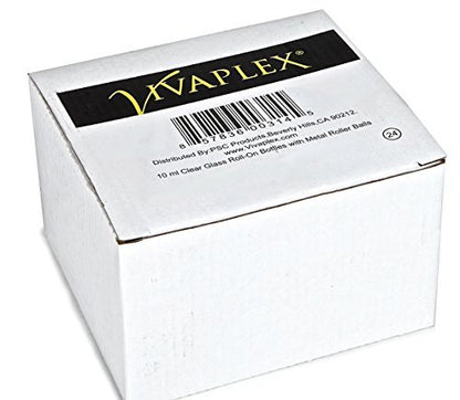 Vivaplex 24 Clear 10 ml Glass Roll-on Bottles with Stainless Steel Roller Balls & 3 Droppers Avelisse