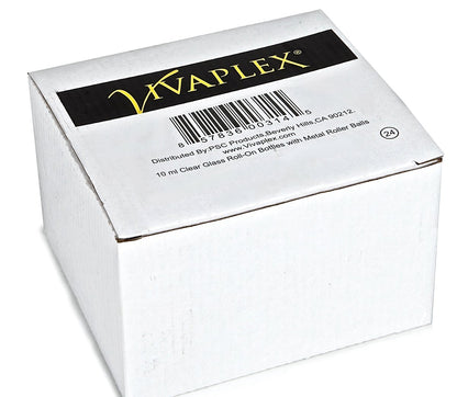 Vivaplex 24 Clear 10 ml Glass Roll-on Bottles with Stainless Steel Roller Balls & 3 Droppers Avelisse