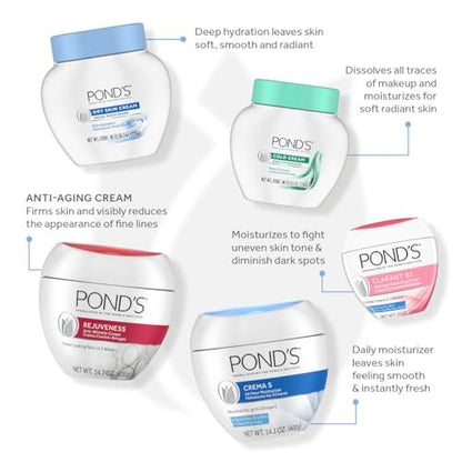 POND'S Cold Cream Facial Cleanser & Makeup Remover, Deep Moisturizing Face Wash for All Skin Types, 9.5 oz (Pack of 3) Avelisse
