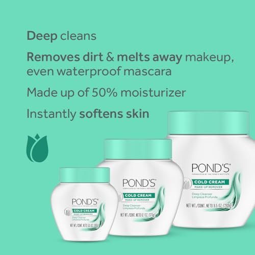 POND'S Cold Cream Facial Cleanser & Makeup Remover, Deep Moisturizing Face Wash for All Skin Types, 9.5 oz (Pack of 3) Avelisse