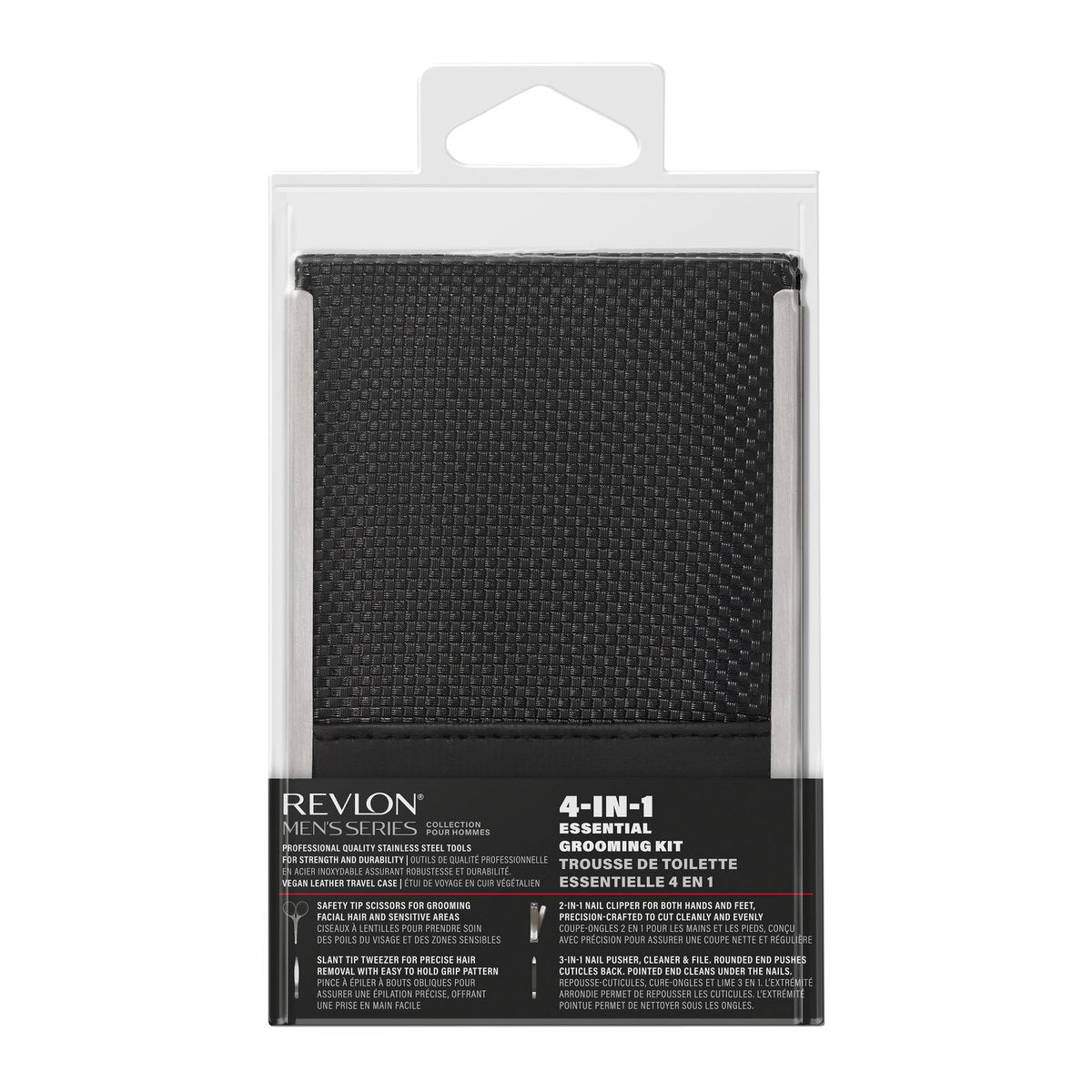 Revlon Men's Grooming Kit - 5-Piece Travel Essentials Set with Stainless Steel Nail Clippers, Scissors, File, Tweezers, and Carrying Case Avelisse