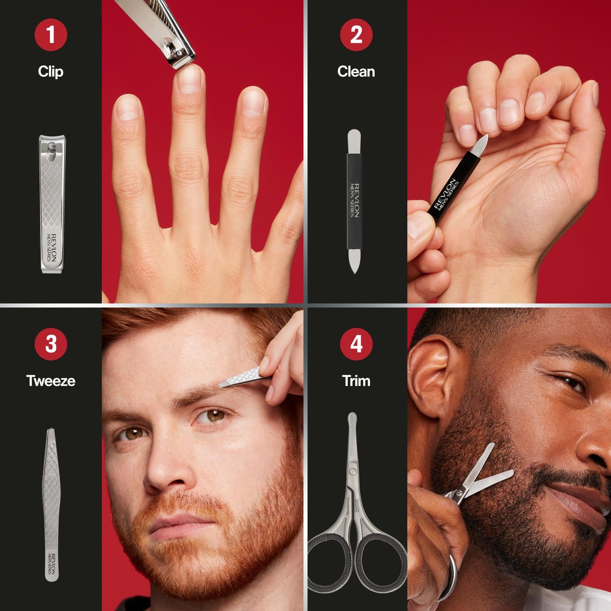 Revlon Men's Grooming Kit - 5-Piece Travel Essentials Set with Stainless Steel Nail Clippers, Scissors, File, Tweezers, and Carrying Case Avelisse