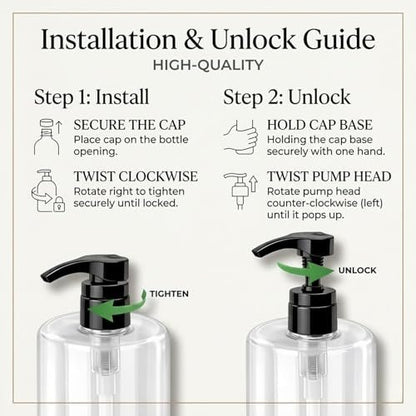 Bar5F Pump for 33.8-Oz Shampoo and Conditioner Liter Bottles (Fits 1" Inch Bottle Neck 28/410) 2-Pack