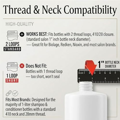Bar5F Pump for 33.8-Oz Shampoo and Conditioner Liter Bottles (Fits 1" Inch Bottle Neck 28/410) 2-Pack