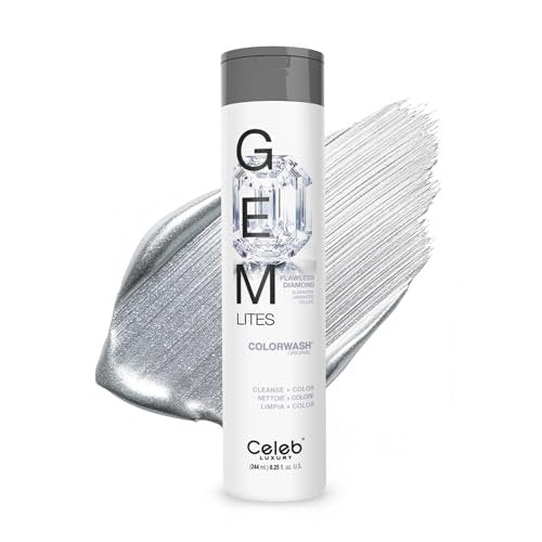 Celeb Luxury Gem Lites Colorwash - Semi-Permanent Hair Color Depositing Shampoo, Flawless Diamond, 8.25 oz Avelisse