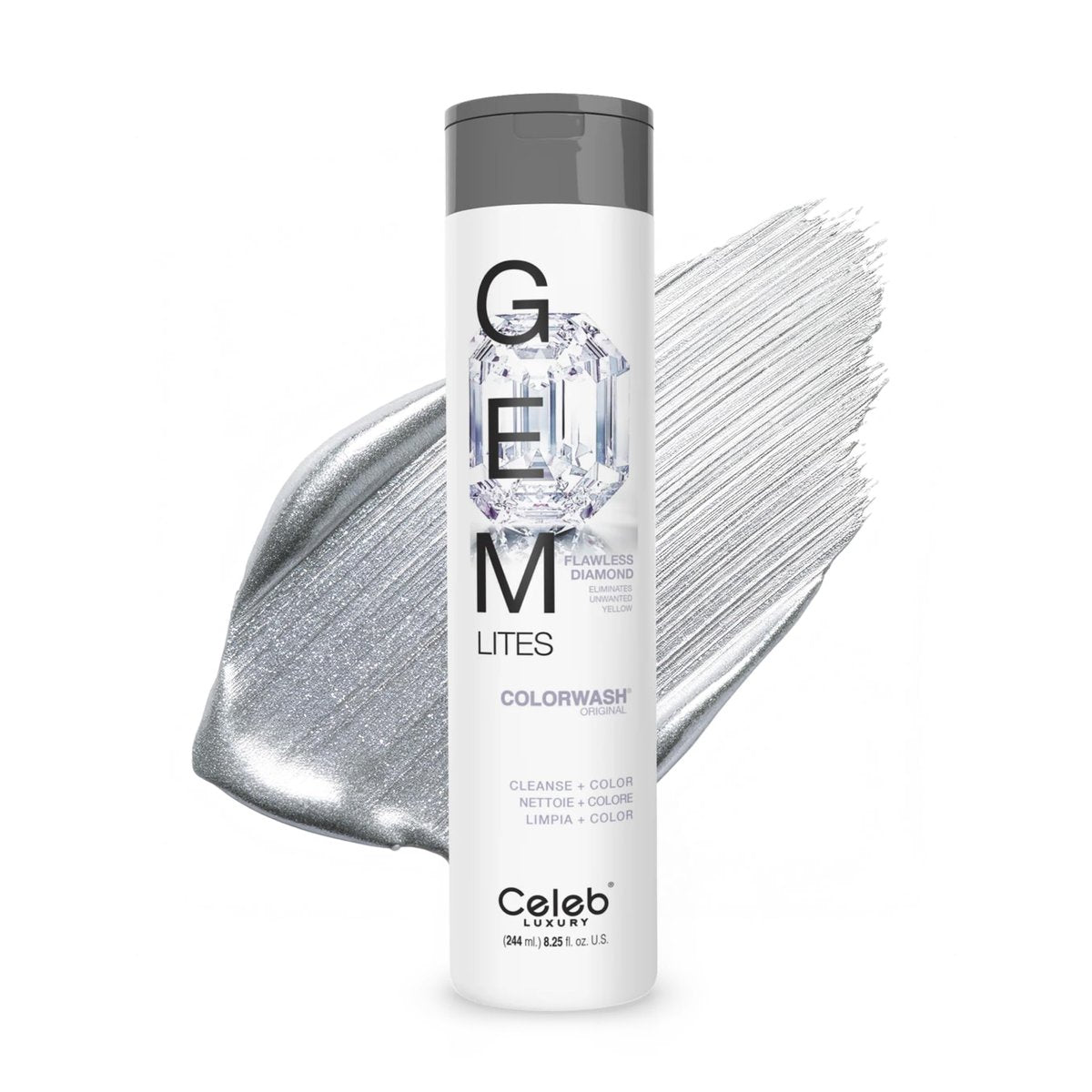 Celeb Luxury Gem Lites Colorwash - Semi-Permanent Hair Color Depositing Shampoo, Flawless Diamond, 8.25 oz Avelisse