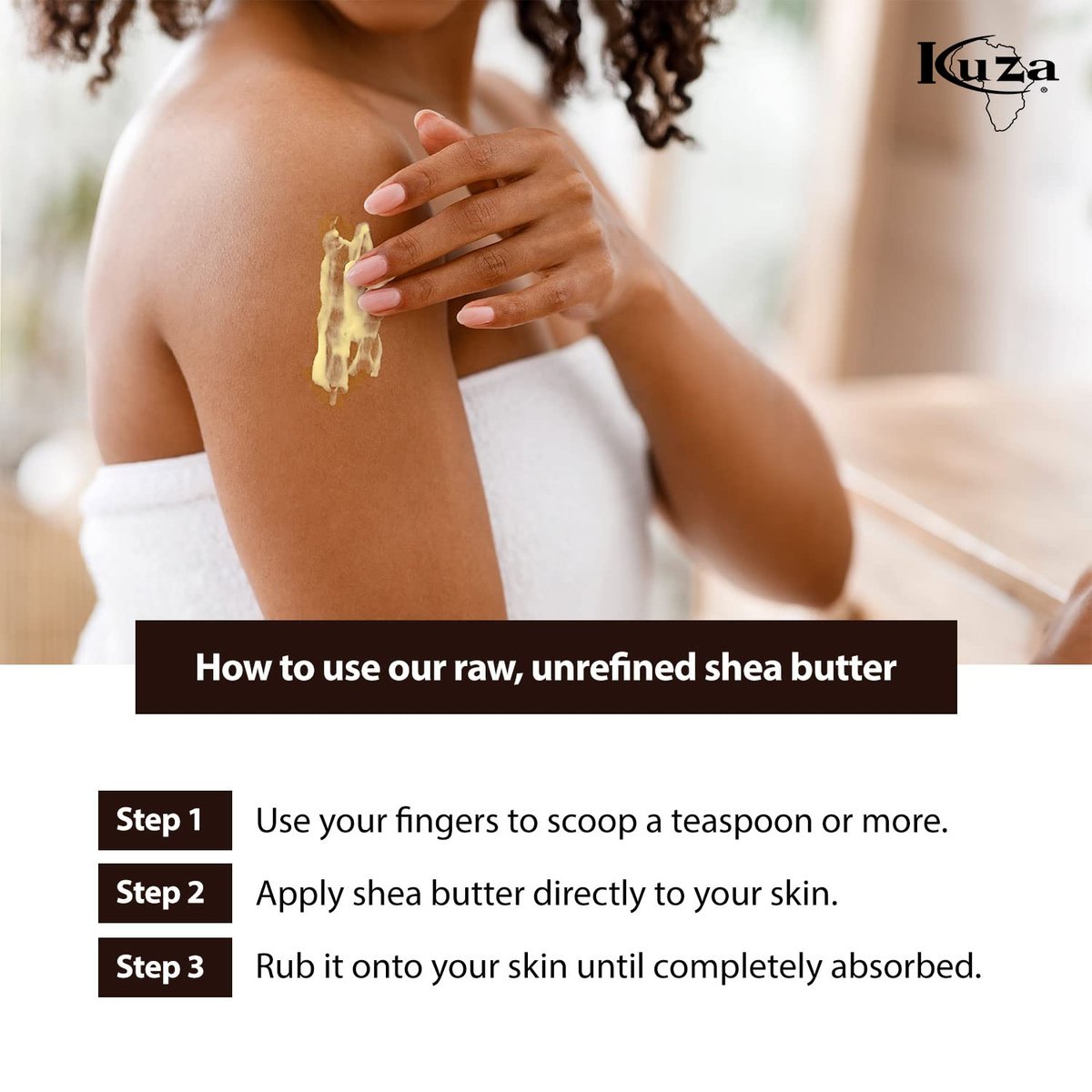 Kuza 100% African Shea Butter with Borututu - Creamy Yellow - for Skin, Hair and Nails, 15 oz - görsel 8