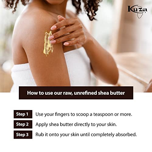 Kuza 100% African Shea Butter with Borututu - Creamy Yellow - for Skin, Hair and Nails, 15 oz - görsel 7