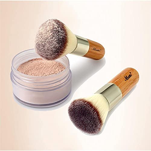 Matto 2-Piece Face Blush Kabuki Powder Foundation Makeup Brush Set for Mineral BB Cream - Beige - görsel 6