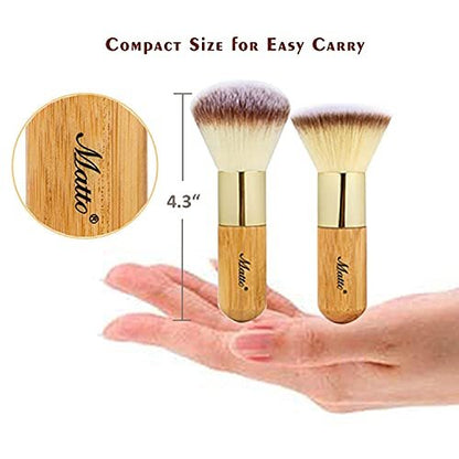 Matto 2-Piece Face Blush Kabuki Powder Foundation Makeup Brush Set for Mineral BB Cream - Beige