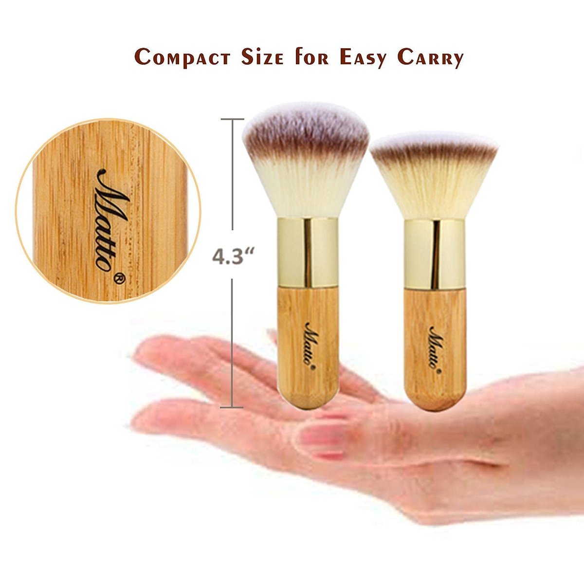 Matto 2-Piece Face Blush Kabuki Powder Foundation Makeup Brush Set for Mineral BB Cream - Beige - görsel 9