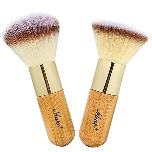 Matto 2-Piece Face Blush Kabuki Powder Foundation Makeup Brush Set for Mineral BB Cream - Beige - görsel 2