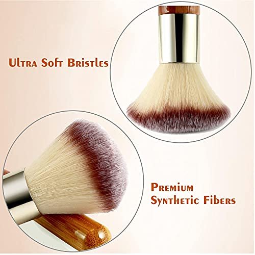 Matto 2-Piece Face Blush Kabuki Powder Foundation Makeup Brush Set for Mineral BB Cream - Beige - görsel 8
