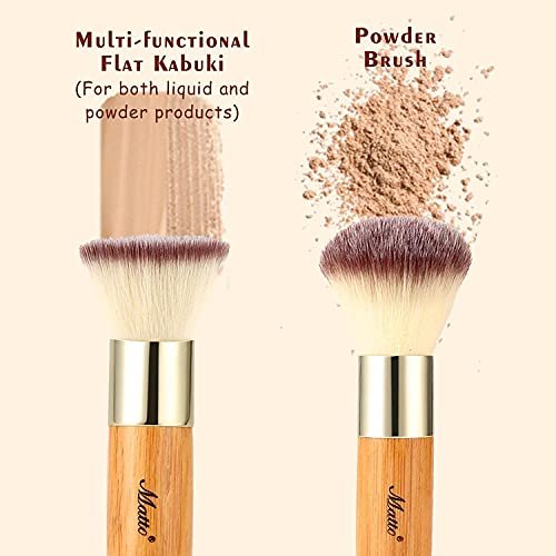 Matto 2-Piece Face Blush Kabuki Powder Foundation Makeup Brush Set for Mineral BB Cream - Beige - görsel 4