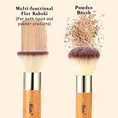 Matto 2-Piece Face Blush Kabuki Powder Foundation Makeup Brush Set for Mineral BB Cream - Beige