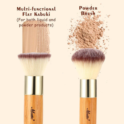 Matto 2-Piece Face Blush Kabuki Powder Foundation Makeup Brush Set for Mineral BB Cream - Beige
