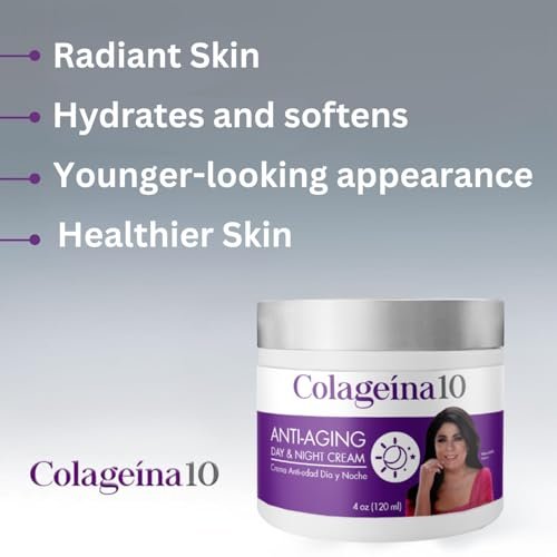 Colageina 10 Anti-Aging Day & Night Cream - Hydrolyzed Collagen & Hyaluronic Acid - Reduce Fine Lines & Wrinkles, 4 oz Avelisse