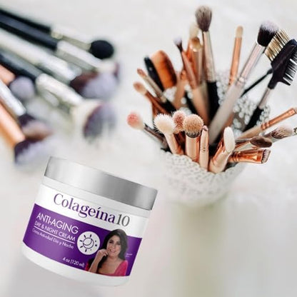Colageina 10 Anti-Aging Day & Night Cream - Hydrolyzed Collagen & Hyaluronic Acid - Reduce Fine Lines & Wrinkles, 4 oz Avelisse