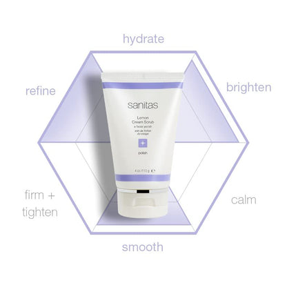 Sanitas Skincare Lemon Cream Scrub - Dual Action Manual Exfoliant with Vitamin C, 4 oz Avelisse