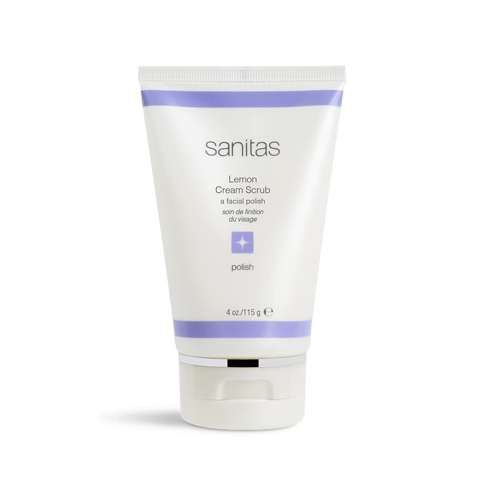 Sanitas Skincare Lemon Cream Scrub - Dual Action Manual Exfoliant with Vitamin C, 4 oz Avelisse