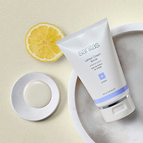 Sanitas Skincare Lemon Cream Scrub - Dual Action Manual Exfoliant with Vitamin C, 4 oz Avelisse