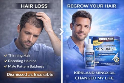 Kirkland Minoxidil 5% Extra Strength Men Hair Regrowth Treatment - 12 Month Supply Avelisse