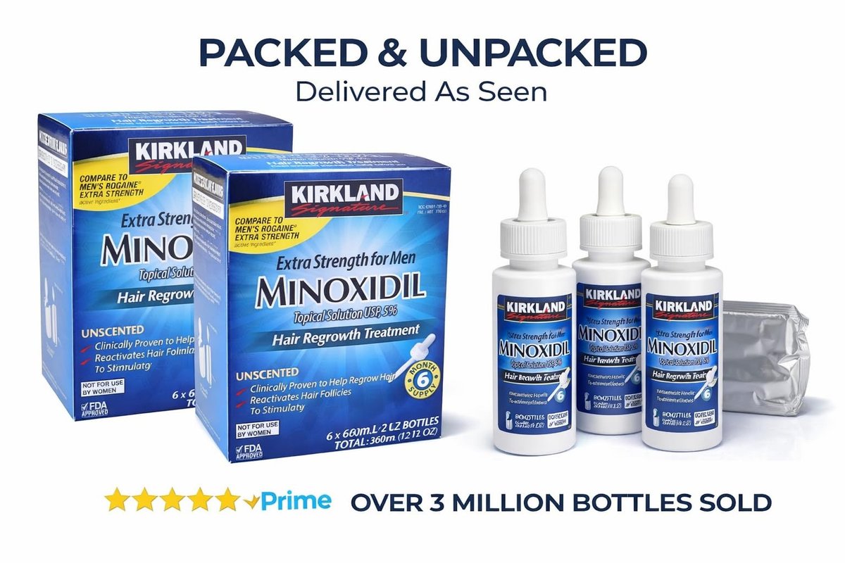 Kirkland Minoxidil 5% Extra Strength Men Hair Regrowth Treatment - 12 Month Supply Avelisse