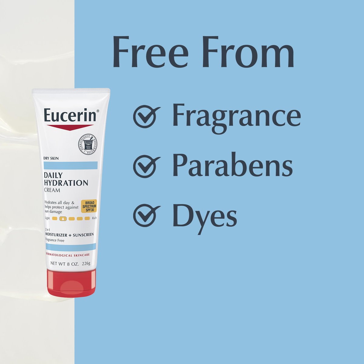 Eucerin Daily Hydration Broad Spectrum SPF 30 Sunscreen Body Cream for Dry Skin, 8 Oz Avelisse