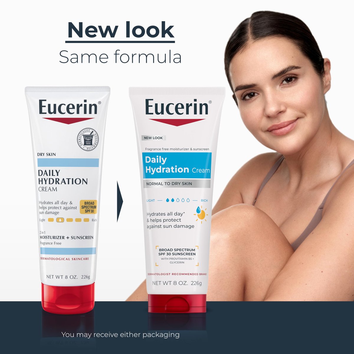Eucerin Daily Hydration Broad Spectrum SPF 30 Sunscreen Body Cream for Dry Skin, 8 Oz Avelisse