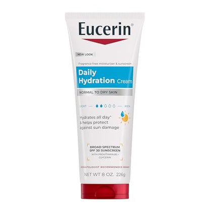 Eucerin Daily Hydration Broad Spectrum SPF 30 Sunscreen Body Cream for Dry Skin, 8 Oz Avelisse