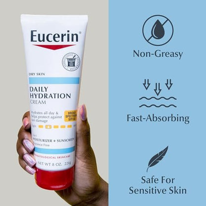Eucerin Daily Hydration Broad Spectrum SPF 30 Sunscreen Body Cream for Dry Skin, 8 Oz Avelisse