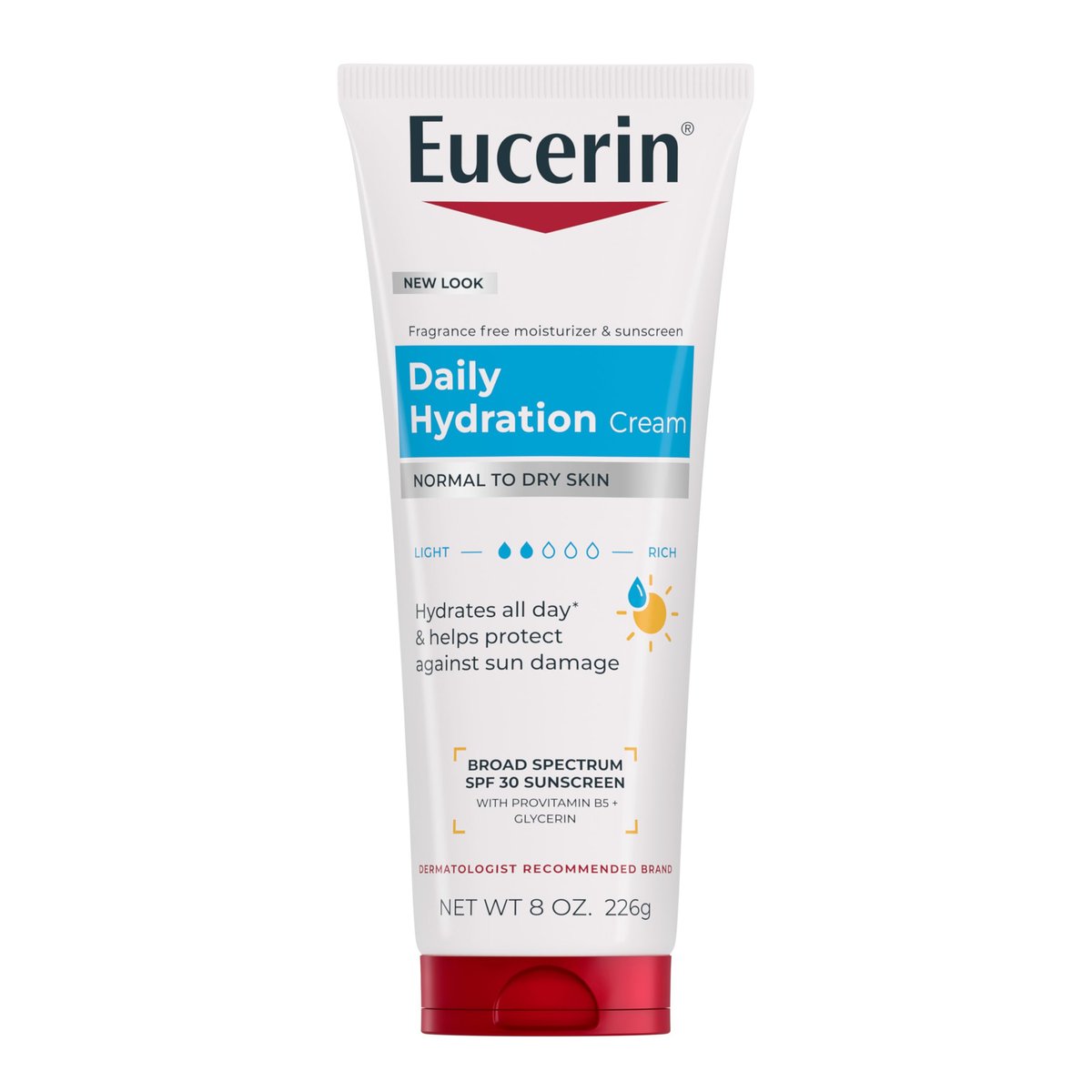 Eucerin Daily Hydration Broad Spectrum SPF 30 Sunscreen Body Cream for Dry Skin, 8 Oz Avelisse