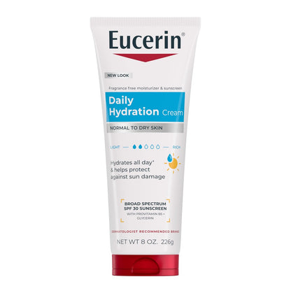 Eucerin Daily Hydration Broad Spectrum SPF 30 Sunscreen Body Cream for Dry Skin, 8 Oz Avelisse
