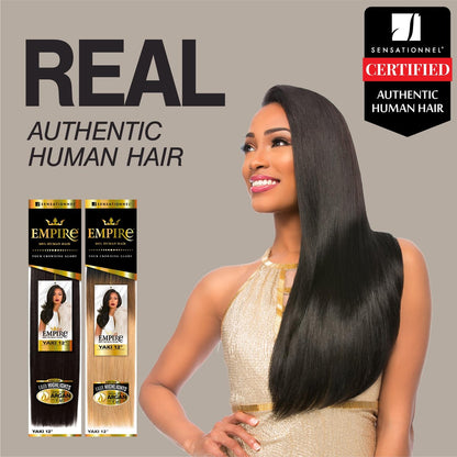 Sensationnel Empire Yaki Human Hair Weave - 8 Inch Jet Black - Tangle Free for Sew In & Quick Weave