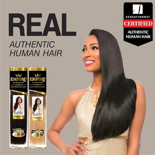 Sensationnel Empire Yaki Human Hair Weave - 8 Inch Jet Black - Tangle Free for Sew In & Quick Weave - görsel 14