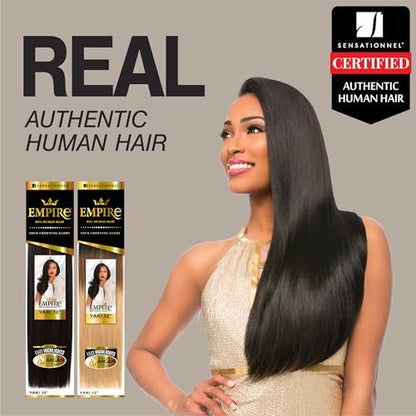 Sensationnel Empire Yaki Human Hair Weave - 8 Inch Jet Black - Tangle Free for Sew In & Quick Weave